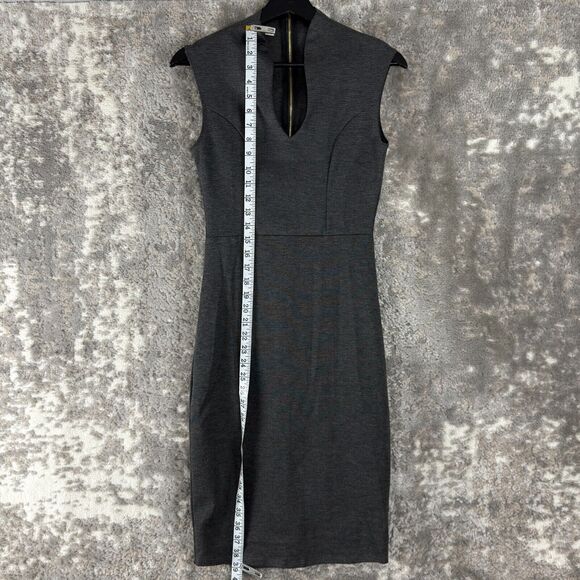 Rolla Coster Size S Sleeveless Knee Length Sheath Dress Gray Casual Zip V Neck - Picture 2 of 9
